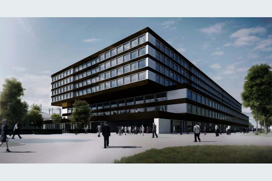 Das 30-jährige Ambassador House in Opfikon (Schweiz) konnte dank Bestandsaufnahme mit dem 3D-Scanning saniert werden. (Quelle: ©Stücheli Architekten AG, Zürich)