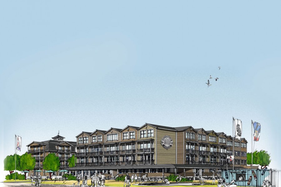 Der Hotel- und Apartmentkomplex Bretterbude in Büsum soll im Dezember 2022 seine Türen öffnen. Bild: Architekturbüro Ladehoff, Hardebek