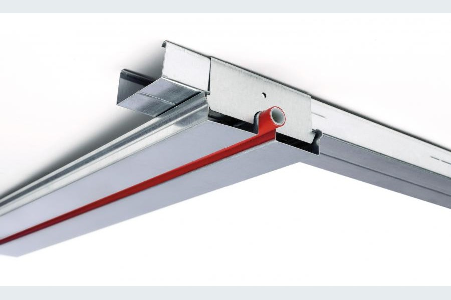 Profilsystem als Flächenheizung – ein System für Boden, Wand, Decke und Sockelleiste.