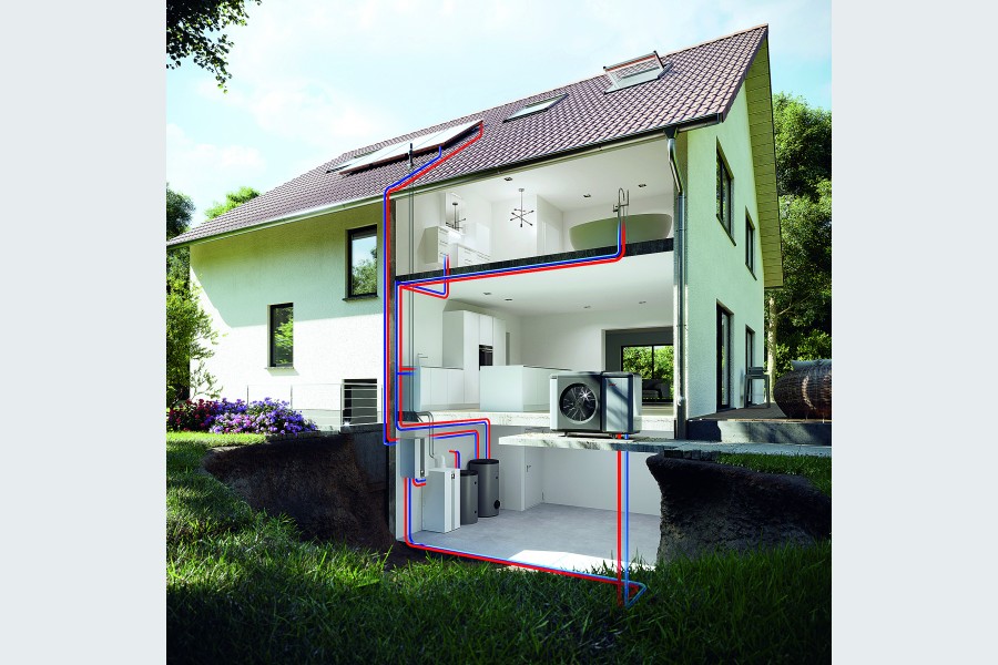 In Kombination mit der Luft/Wasser-Wärmepumpe CHA-Monoblock oder dem Flachkollektor TopSon F3-1 kann der TGB-2 zur förderfähigen Hybridlösung erweitert werden. Quelle: Wolf GmbH