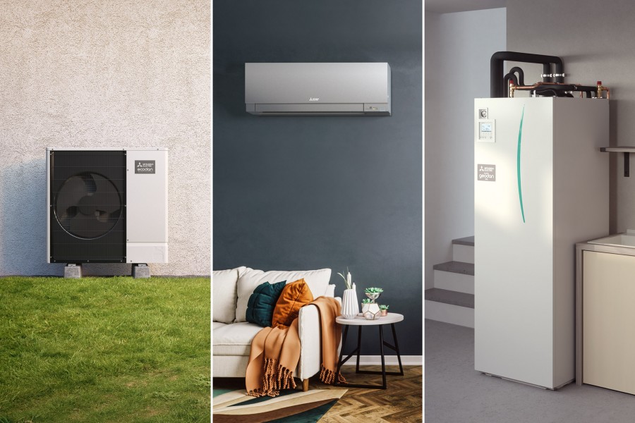 Das umfangreiche Produktportfolio des Wärmepumpenspezialisten bietet Komplettlösungen auf Basis erneuerbarer Energien für energieeffizientes Heizen, Klimatisieren und die Trinkwarmwasserbereitung. Quelle: Mitsubishi Electric