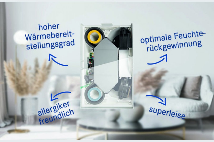 Rund um die Uhr frische und saubere Luft. Eine Komfortlüftung mit M-WRG-II-Geräten hat viele Vorteile. Quelle: Meltem Wärmerückgewinnung GmbH & Co. KG, Alling