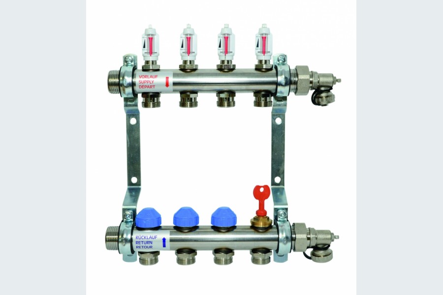 Der neue Zewo dynamische Systemverteiler regelt die Wärme von Flächenheizungen auch bei geänderten Betriebsverhältnissen gleichmäßig in allen Räumen. Quelle: Zewotherm