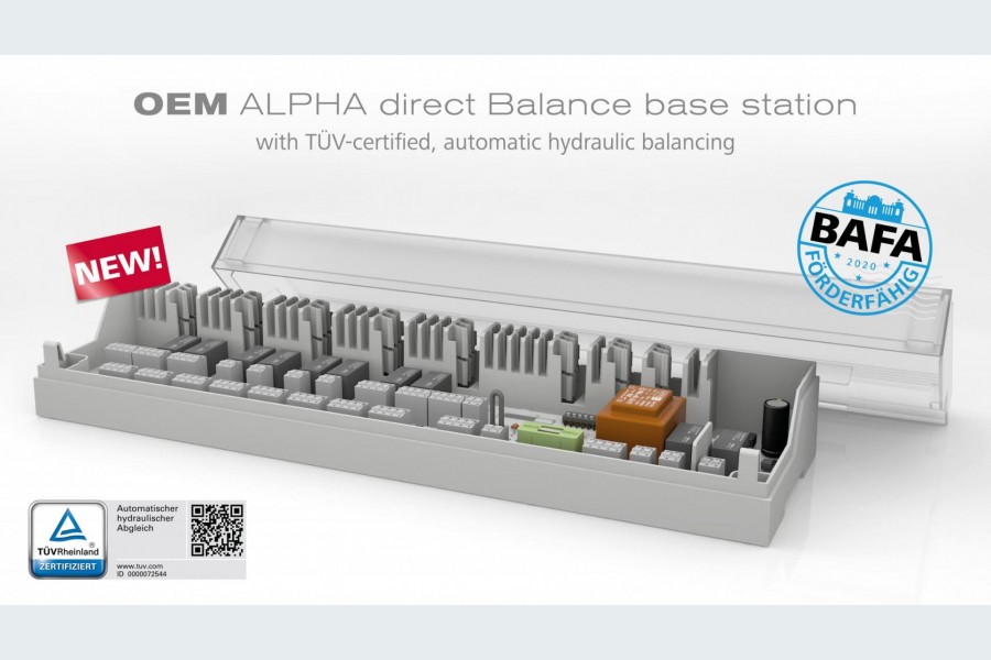 Die neue OEM Alpha direct Balance Basisstation führt selbstständig einen automatischen hydraulischen Abgleich des Heizsystems durch. Quelle: Möhlenhoff GmbH, Salzgitter
