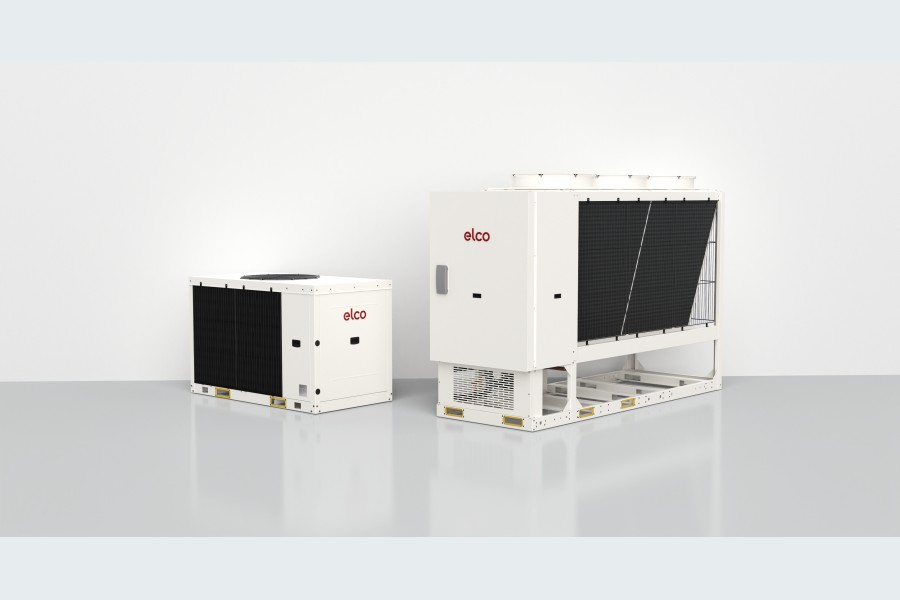 Die neuen Aerotop® M und L Wärmepumpen für gewerbliche Anwendungen mit R-32 Kältemittel und Inverter-Technologie. Quelle: Elco GmbH