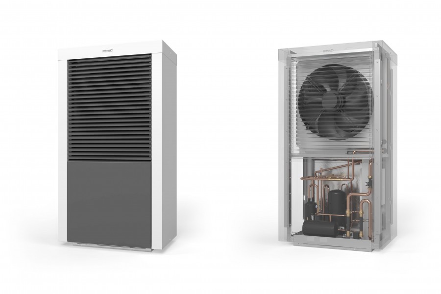 Besonders leise Ventilatorflügel, ein extra großer Wärmetauscher und ein hocheffizientes Verbundsystem: Mit ihrem modernen Design und der niedrigen Geräuschemission ist die Luft-/Wasser-Wärmepumpen-Serie BLW NEO B ideal für dicht bebaute Wohngebiete. Quelle: August Brötje GmbH, Rastede