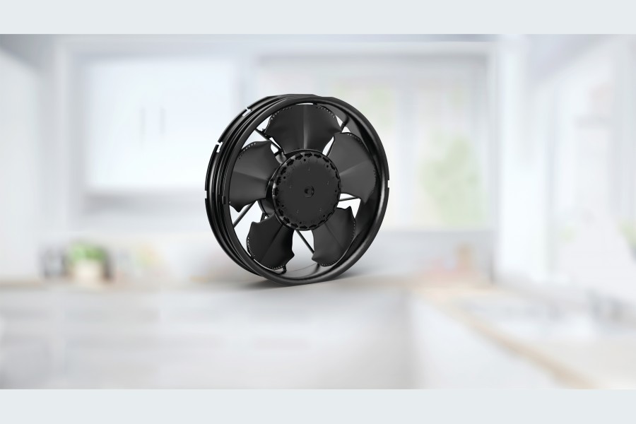 Neuer Ventilator mit Drehrichtungsumkehr. Der Reversierventilator ist speziell für Anforderungen in Push-Pull-Anwendungen entwickelt. Quelle: ebm-papst