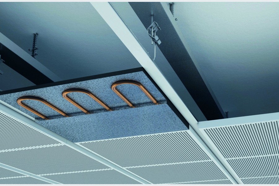 Den Einsatz der Graphitaktivierung in geschlossenen Metalldecken ermöglicht die Produktausführung Varicool Carbon A. Quelle: Uponor
