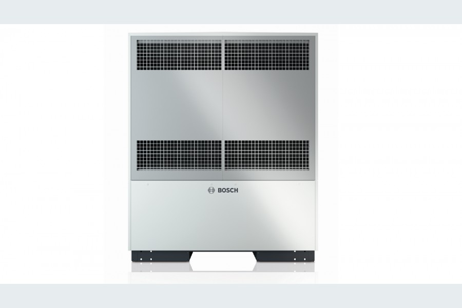 In der 38 kW-Ausführung zählt die neue Compress 5000 A von Bosch zu den leistungsstärksten Wärmepumpen am Markt und eignet sich auch für die Nutzung in Mehrfamilienhäusern oder gewerblichen Gebäuden. Quelle: Bosch