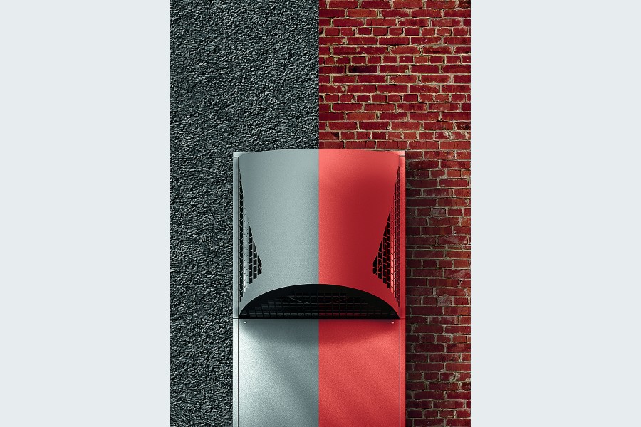 Der Korpus der neuen Wärmepumpe LA 35TBS ist in vielen RAL-Farben und individuellen Designs erhältlich. Quelle: Dimplex