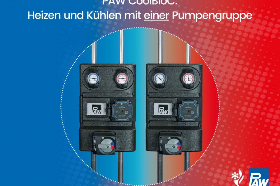PAW stellt mit dem CoolBloC die erste Pumpengruppe zum Kühlen und Heizen zur Verfügung. Quelle: PAW GmbH & Co. KG, Hameln