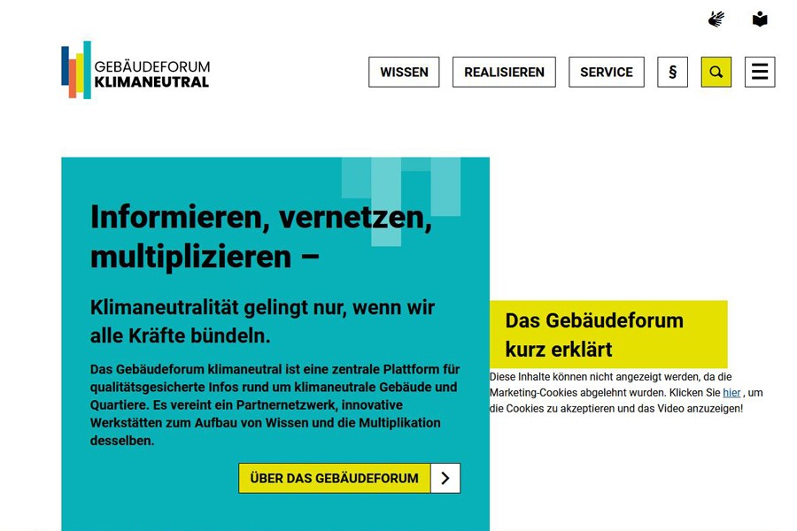 Die zentrale Plattform verbindet qualitätsgesicherte Fachinformationen, innovative Themen und gute Beispiele rund um klimaneutrale Gebäude und Quartiere mit einem starken Partnernetzwerk. Quelle: dena