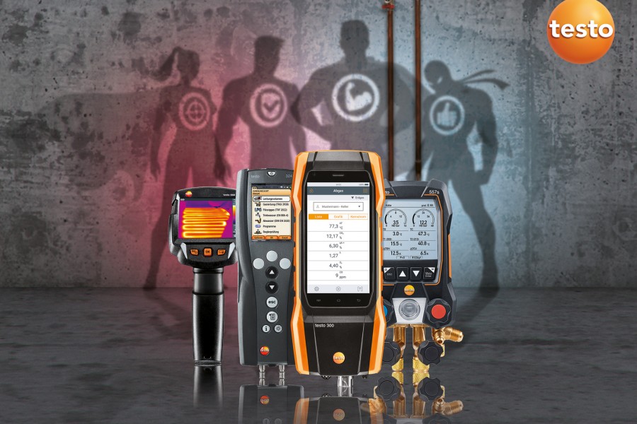 Die Testo Messgeräte für den Service an Heizungsanlagen und Wärmepumpen in Aktion-Sets - Quelle: Testo