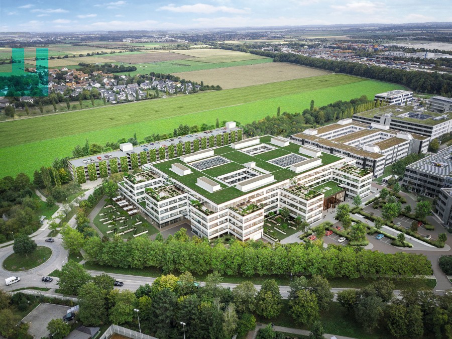 Das heads in München Aschheim hat die Core & Shell Gold-LEED-Zertifizierung und die WiredScore Platinum-Zertifizierung erhalten. Bild: Beyond Visual Arts