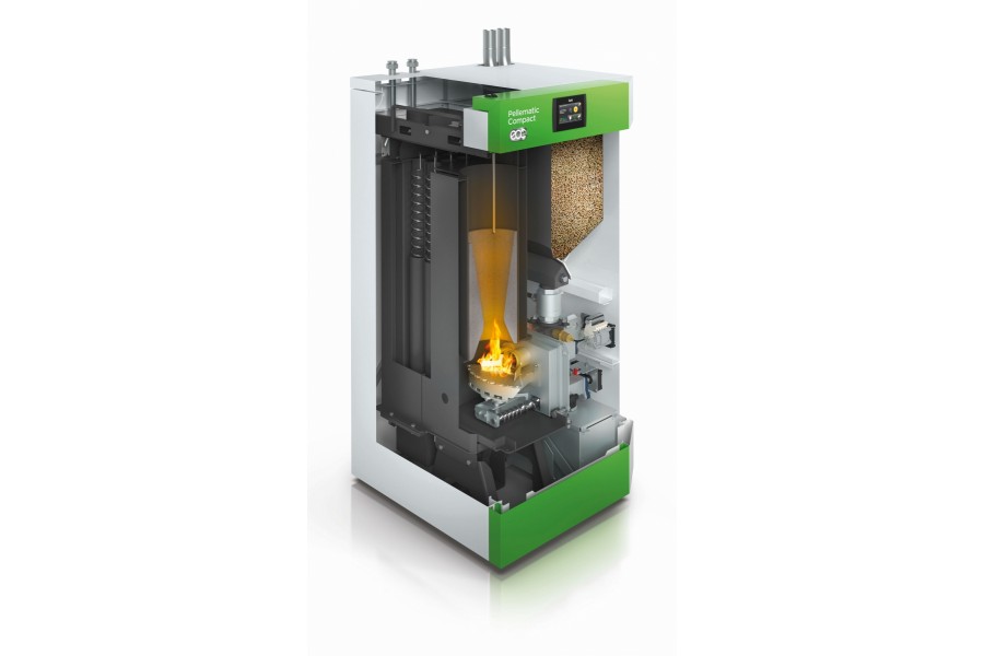 Die neue Generation der Pellematic Compact verfügt auch über die effiziente ecc-Verbrennungstechnologie. Quelle: ÖkoFEN, Mickhausen