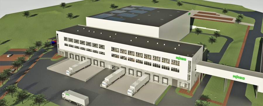 Das geplante neue Logistikzentrum aus der Vogelperspektive Bild: Wago