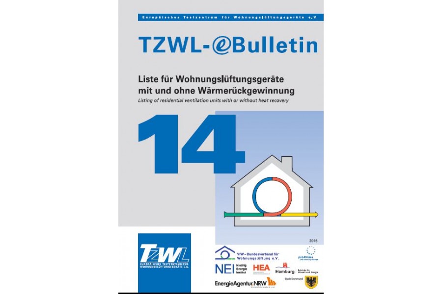 Das neue eBulletin Nr. 14 - Liste für Wohnungslüftungsgeräte - Quelle: TZWL e. V.