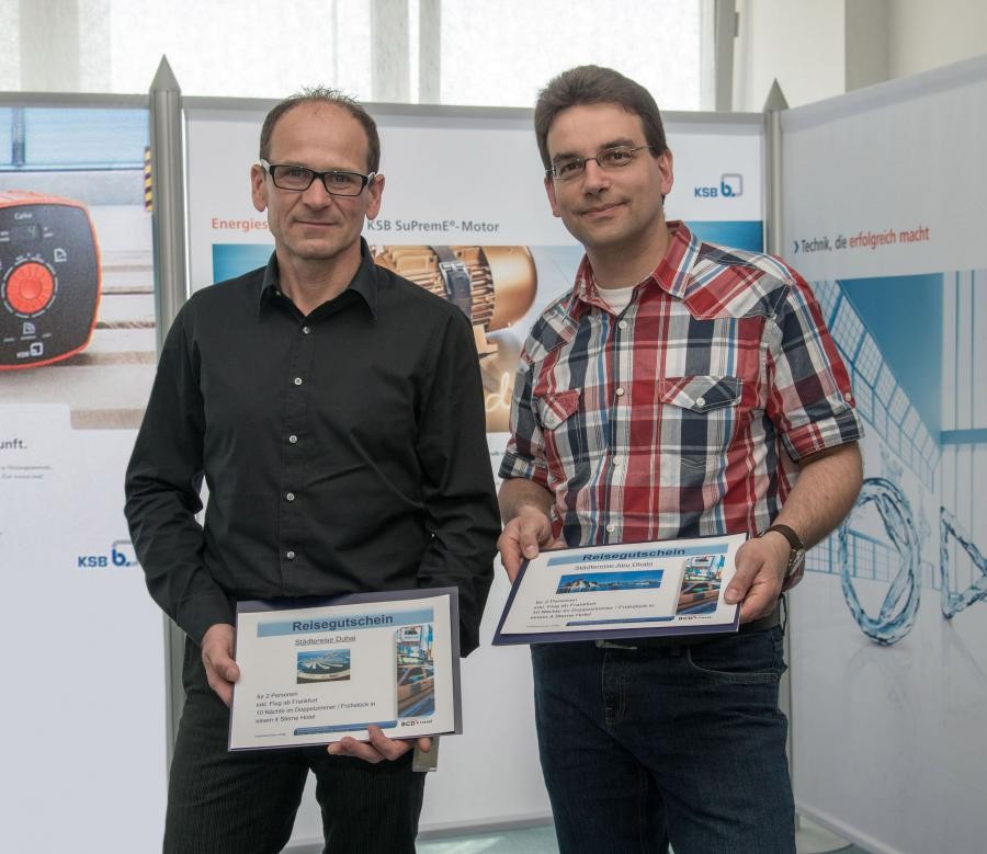 Die freudigen Gewinner des Calio-Gewinnspieles; Martin Weißenberger aus Würzburg und Rainer Sartorius aus Darmstadt (rechts).