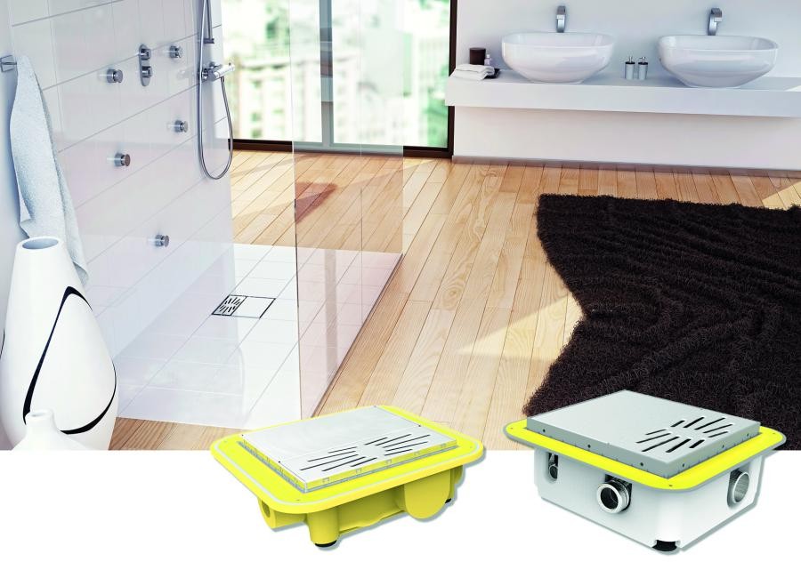 Der Wunsch vieler Badrenovierer nach einer bodengleichen Dusche geht nun in Erfüllung. Das neue Bodenablaufpumpen-Sortiment macht's möglich. Foto: Pentair Jung Pumpen, Steinhagen