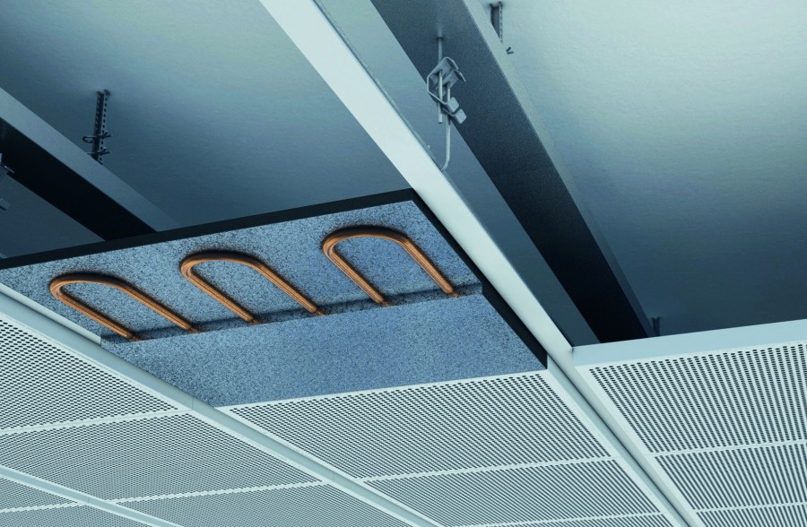 Den Einsatz der Graphitaktivierung in geschlossenen Metalldecken ermöglicht die Produktausführung Varicool Carbon A. Quelle: Uponor