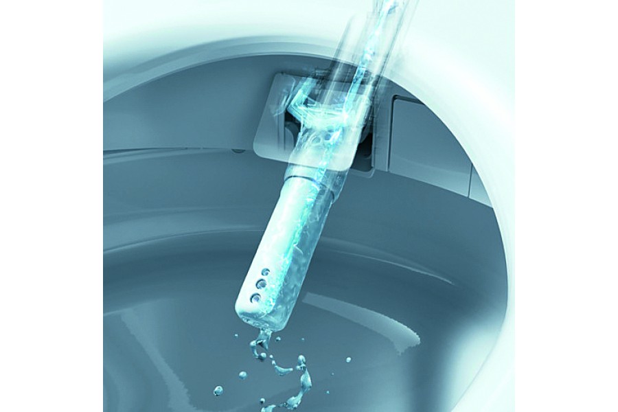 Die Düsenreinigung mit EWATER+ und eine automatische Entkalkungsfunktion sind neu bei den Washlets RX und SX. Quelle: Toto Europe