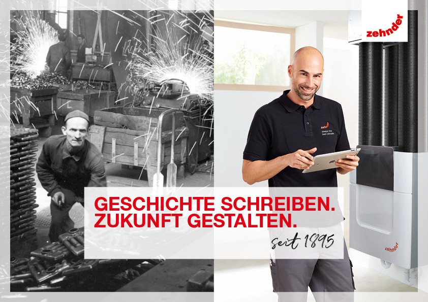 Der Raumklimaspezialist Zehnder wird in diesem Jahr 125 Jahre alt. In dieser Zeit hat sich das Unternehmen immer wieder verändert und neu erfunden. Quelle: Zehnder Group Deutschland GmbH, Lahr
